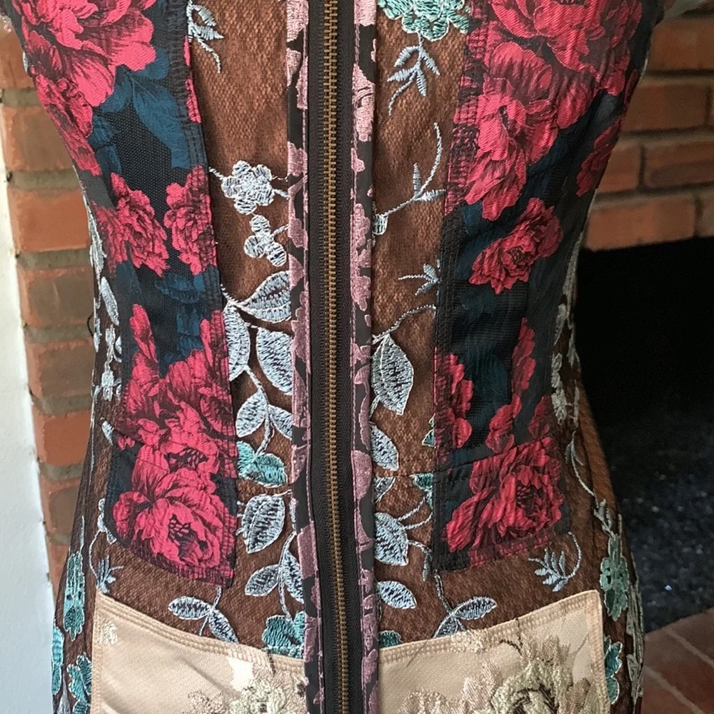 Anthropologie Byron Lars “Beguile” Pieced Brocade Dress Embroidered Floral Sz 2P - Picture 9 of 16